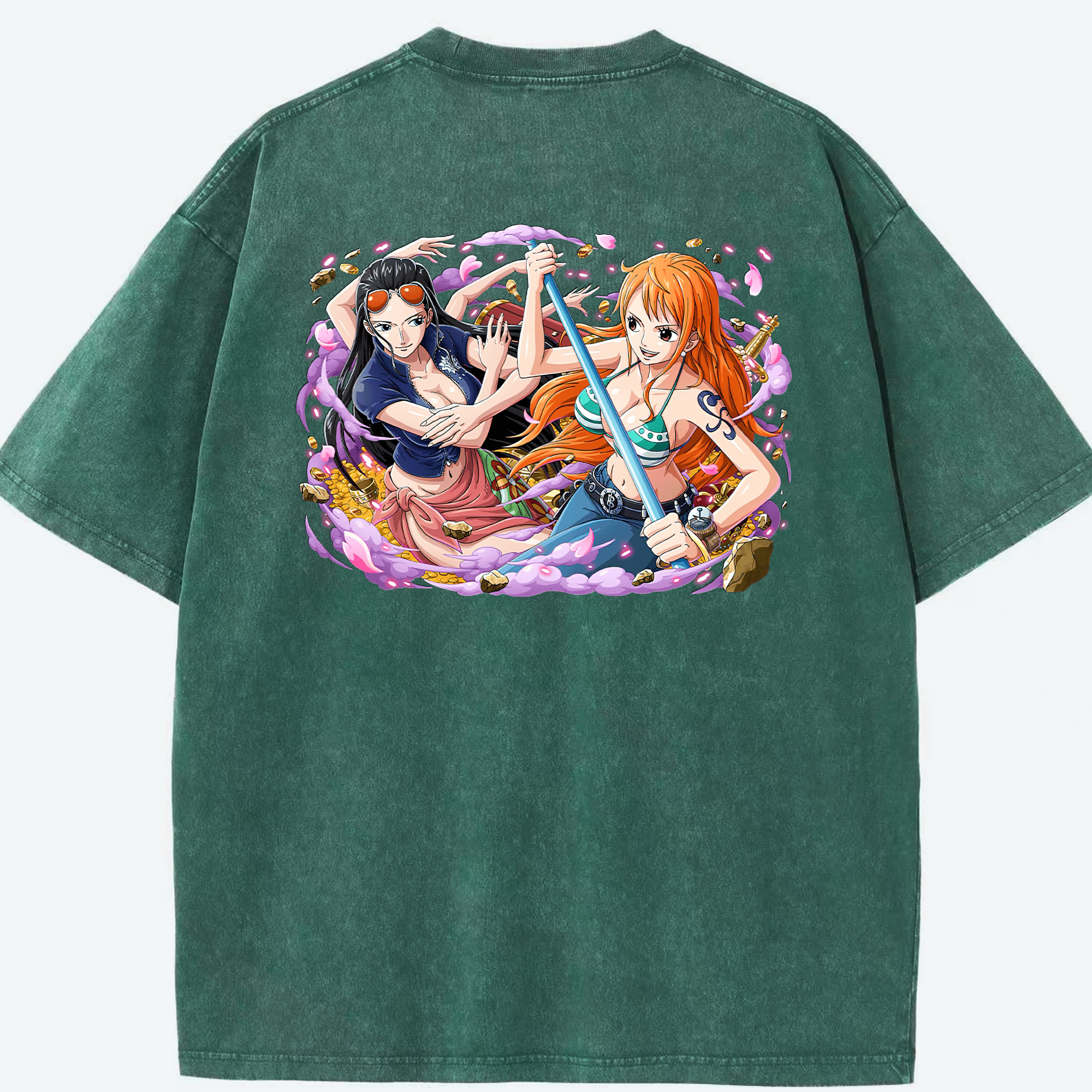 ワンピース ニコ・ロビン ONE PIECE Nico Robin 綿100% ヴィンテージ風 半袖Tシャツ（背面プリント）